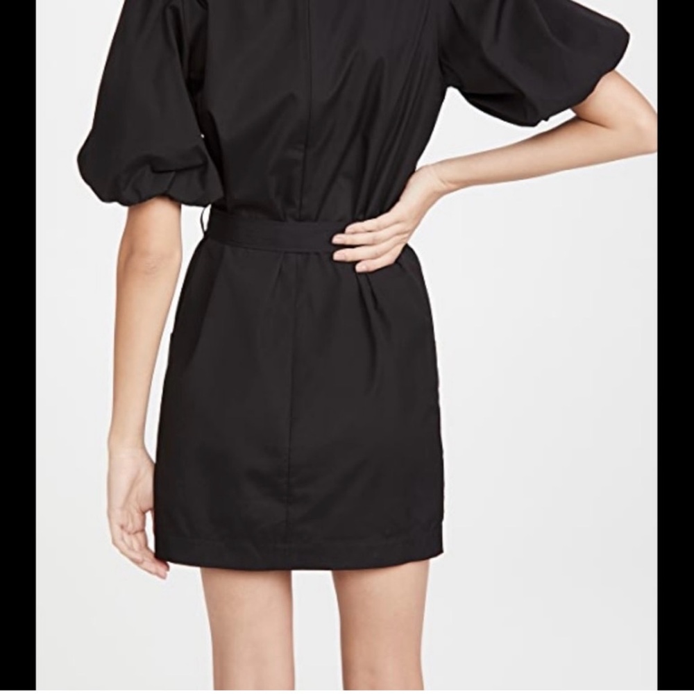 Frame Margot Mock Neck Balloon Sleeves Belted Black Mini Dress With Pockets NWOT - Picture 2 of 15